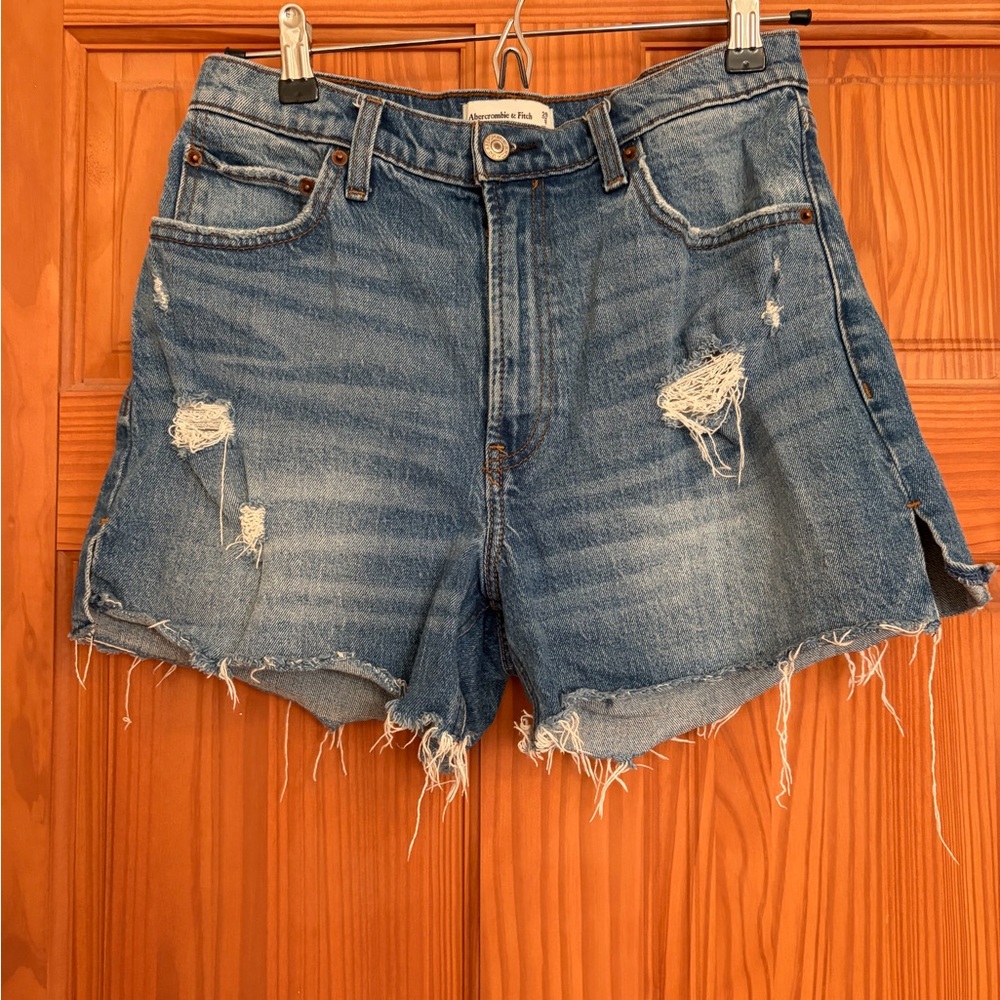 Abercrombie Distressed 4” High Rise Denim Shorts